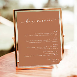 Terracotta Minimalist Wedding Bar Menu, Drink Menu Poster