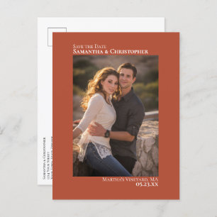Terracotta Minimalist Wedding Photo Save The Date Announcement Postcard