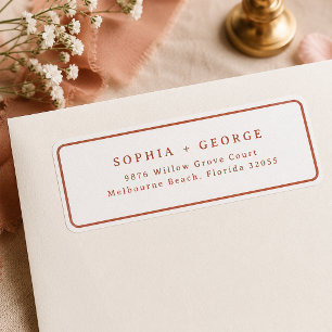 Terracotta Minimalist Wedding Return Address Label