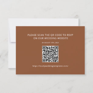 Terracotta Minimalist  Wedding RSVP QR Code Card