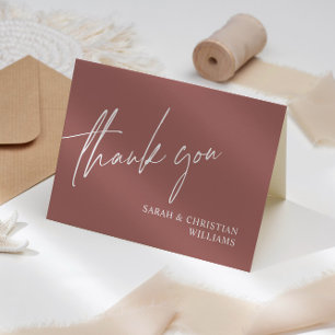Terracotta Minimalist Wedding Thank You Card