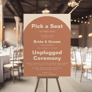 Terracotta Minimalist Wedding Unplugged Ceremony  Poster