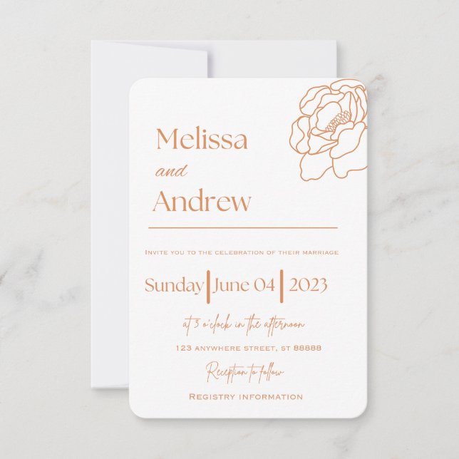 Terracotta Minimalistic Wedding Invitation (Front)