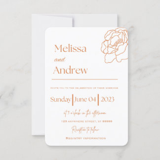 Terracotta Minimalistic Wedding Invitation