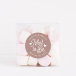 Terracotta | Mint to Be Personalised Wedding Favou Classic Round Sticker<br><div class="desc">Minty fresh wedding favour stickers feature "mint to be" in white script lettering accented with hearts,  on an earth tone terracotta background. Personalise with your names and wedding date.</div>