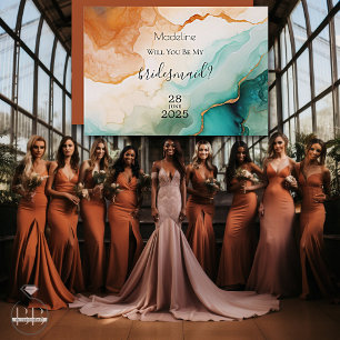 Terracotta Modern Abstract Agate Proposal Invitation