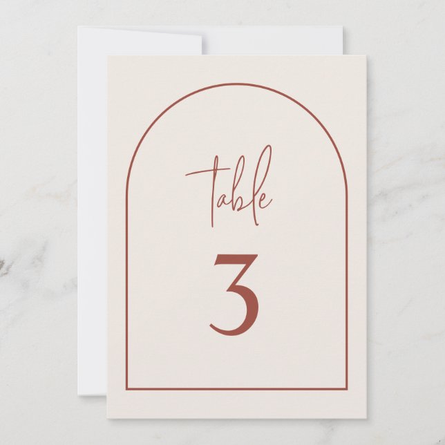 Terracotta Modern Arch Minimalist Table Number (Front)