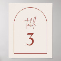 Terracotta Modern Arch Minimalist Table Number