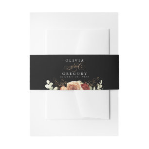 Terracotta Modern Boho Black Wedding Invitation Belly Band