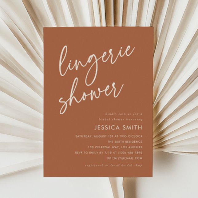 Terracotta Modern Boho Lingerie Shower Invitation (Creator Uploaded)
