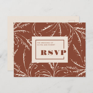 Terracotta Modern Boho Wedding RSVP Postcard