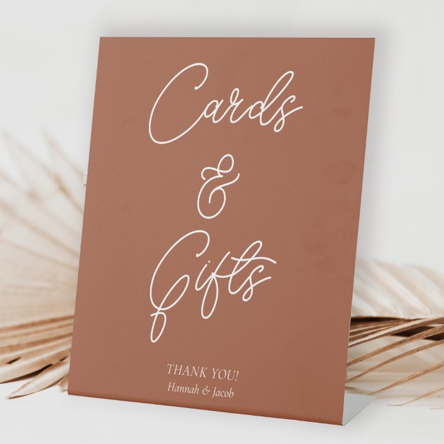 Terracotta Modern Cards and Gifts Wedding Table Pedestal Sign (Creator Uploaded)