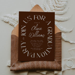 Terracotta Modern Double Arch Graduation Party Invitation