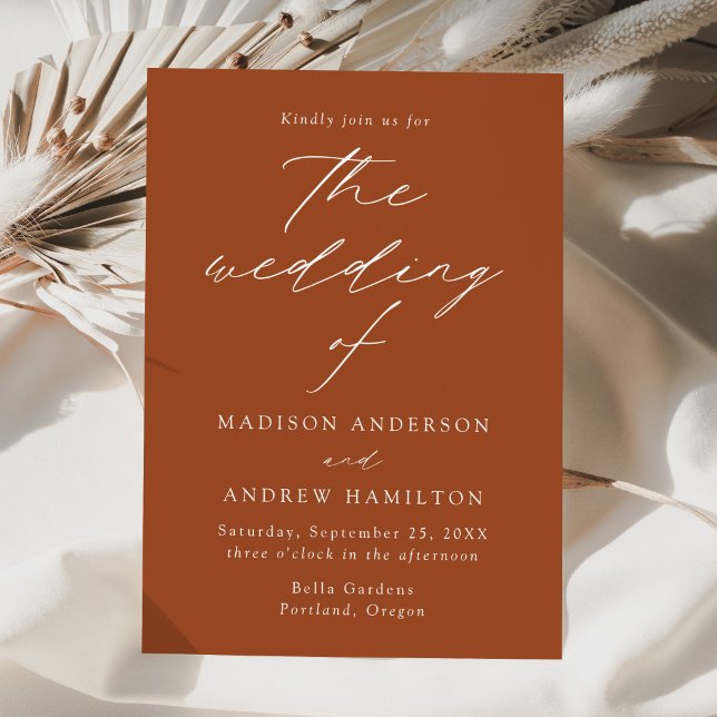 Terracotta Modern Elegance Wedding Invitation (Creator Uploaded)