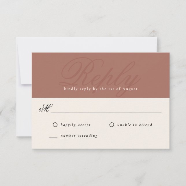 Terracotta Modern Elegant Minimal Monogram RSVP (Front)