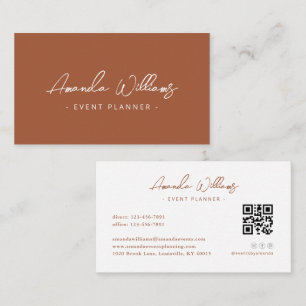 Terracotta Modern Elegant Minimalist QR Code Business Card