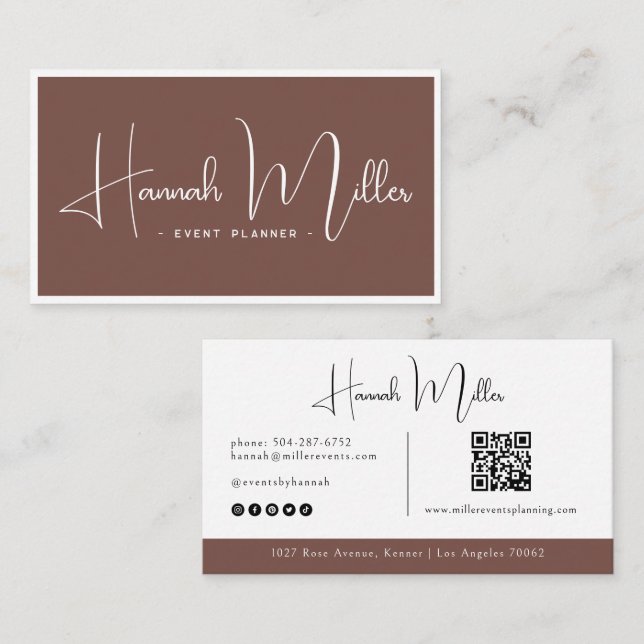 Terracotta | Modern Elegant Minimalist QR Code  Business Card (Front/Back)