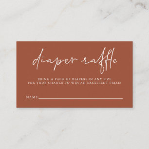 Terracotta Modern Gender Neutral Diaper Raffle Enclosure Card