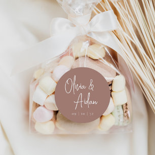 Terracotta   Modern Handwritten Script Wedding Classic Round Sticker