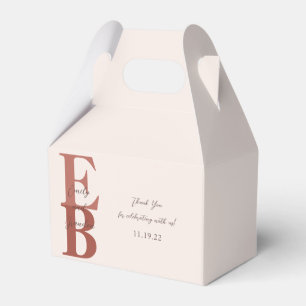 Terracotta Modern Large Initial Wedding Custom  Favour Box