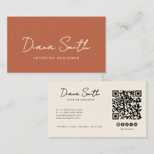 Terracotta Modern Minimalist QR Code Business Card