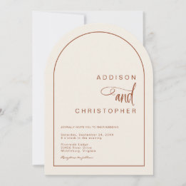 Terracotta Modern Minimalist Script Wedding Invitation