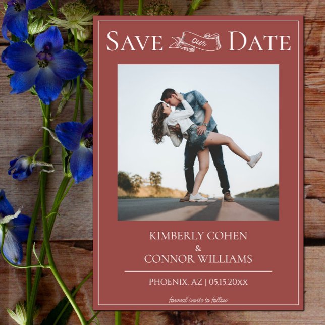 Terracotta Modern Photo Save the Date (Terracotta Modern Photo Save the Date)