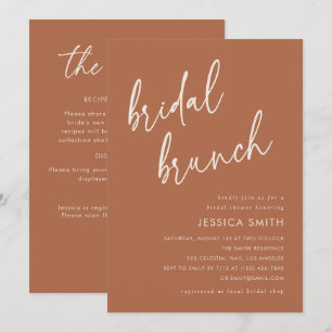 Terracotta Modern QR Code All-in-One Bridal Brunch Invitation