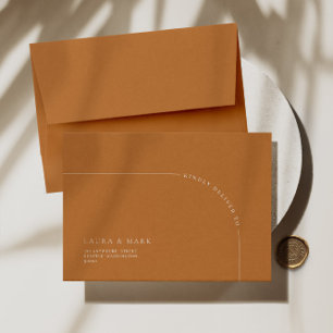 Terracotta Modern Return Address Wedding RSVP Envelope