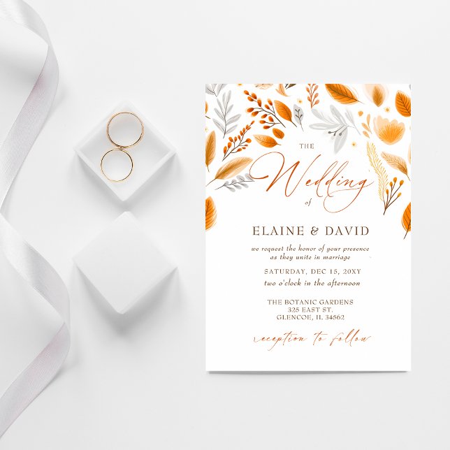 Terracotta Modern Script Elegant Fall Wedding Invitation (Terracotta Modern Script Elegant Fall Wedding Invitation)