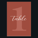 Terracotta Modern Script Wedding Table Number<br><div class="desc">This modern wedding collection is perfect for Fall or a boho celebration with its terracotta Earth-tone colour palette. The monochromatic theme is very trendy right now, especially with our playful typography and large initials. The custom wedding table number is perfect for framing and everything is editable, just click the personalise...</div>