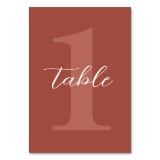 Terracotta Modern Script Wedding Table Number