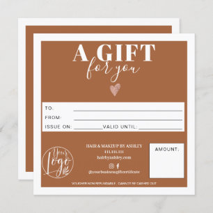 Terracotta modern square gift certificate logo