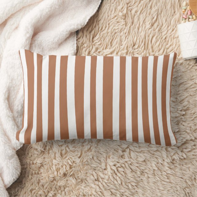 Terracotta Modern Stripes Minimalist  Lumbar Cushion (Blanket)
