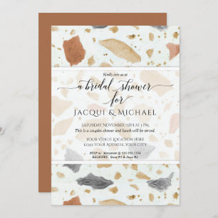 Terracotta Modern Terrazzo Abstract Couples Shower Invitation