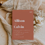 terracotta modern text wedding invitation<br><div class="desc">modern wedding invite template,  text design with terracotta earth tone colours,  add your own details and QR code.</div>