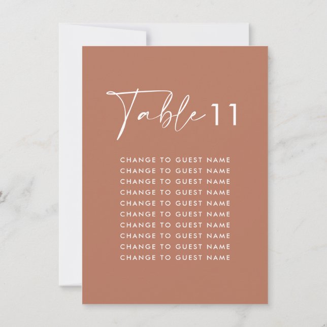 Terracotta modern wedding table seating chart (Back)