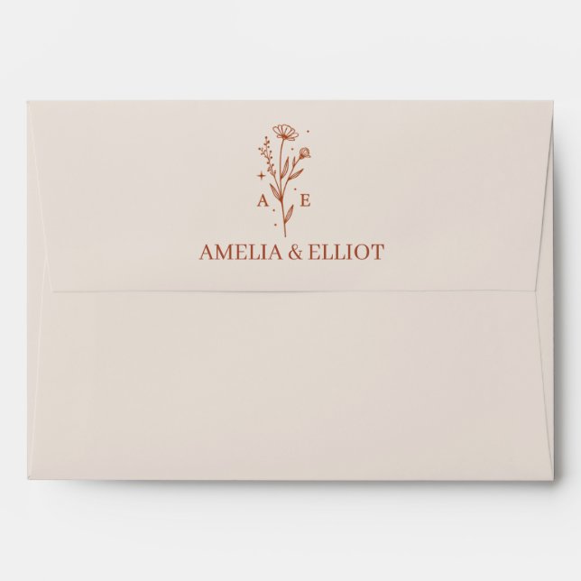 Terracotta Monogram Boho Wedding Envelope (Back (Top Flap))