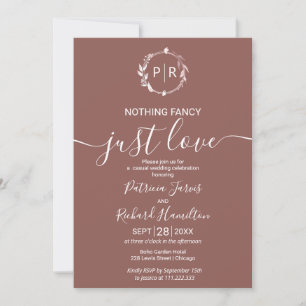 Terracotta Monogram Calligraphy Photo Wedding Invitation