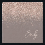 Terracotta Monogram Rose Gold Pink Glitter Stone Coaster<br><div class="desc">Terracotta and Rose Gold - Blush Pink Sparkle Glitter Script Monogram Name Stone Tile. This makes the perfect graduation,  sweet 16 birthday,  wedding,  bridal shower,  anniversary,  baby shower or bachelorette party gift for someone that loves glam luxury and chic styles.</div>