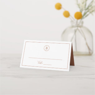 Terracotta Monogram Traditional Elegant Wedding Place Card