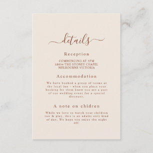 Terracotta Monogram Wedding Detail Enclosure Card