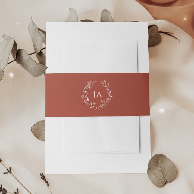  Terracotta Monogram Wedding Invitation Belly Band (Creator Uploaded)