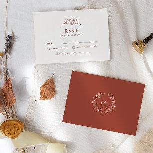Terracotta Monogram Wedding RSVP Card