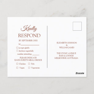 Terracotta Monogram Wedding RSVP Invitation Postcard