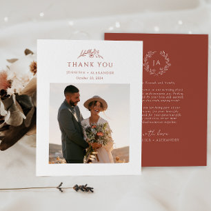 Terracotta Monogram Wedding Thank You Card