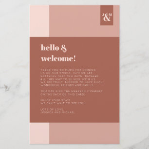 Terracotta Monogram Wedding Welcome Itinerary