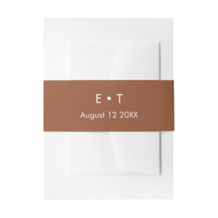 Terracotta monograms simple invitation belly band