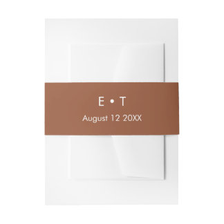 Terracotta monograms simple  invitation belly band