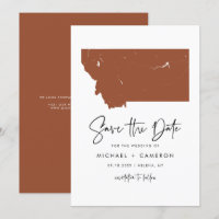 Terracotta Montana Map Minimalist Script Wedding